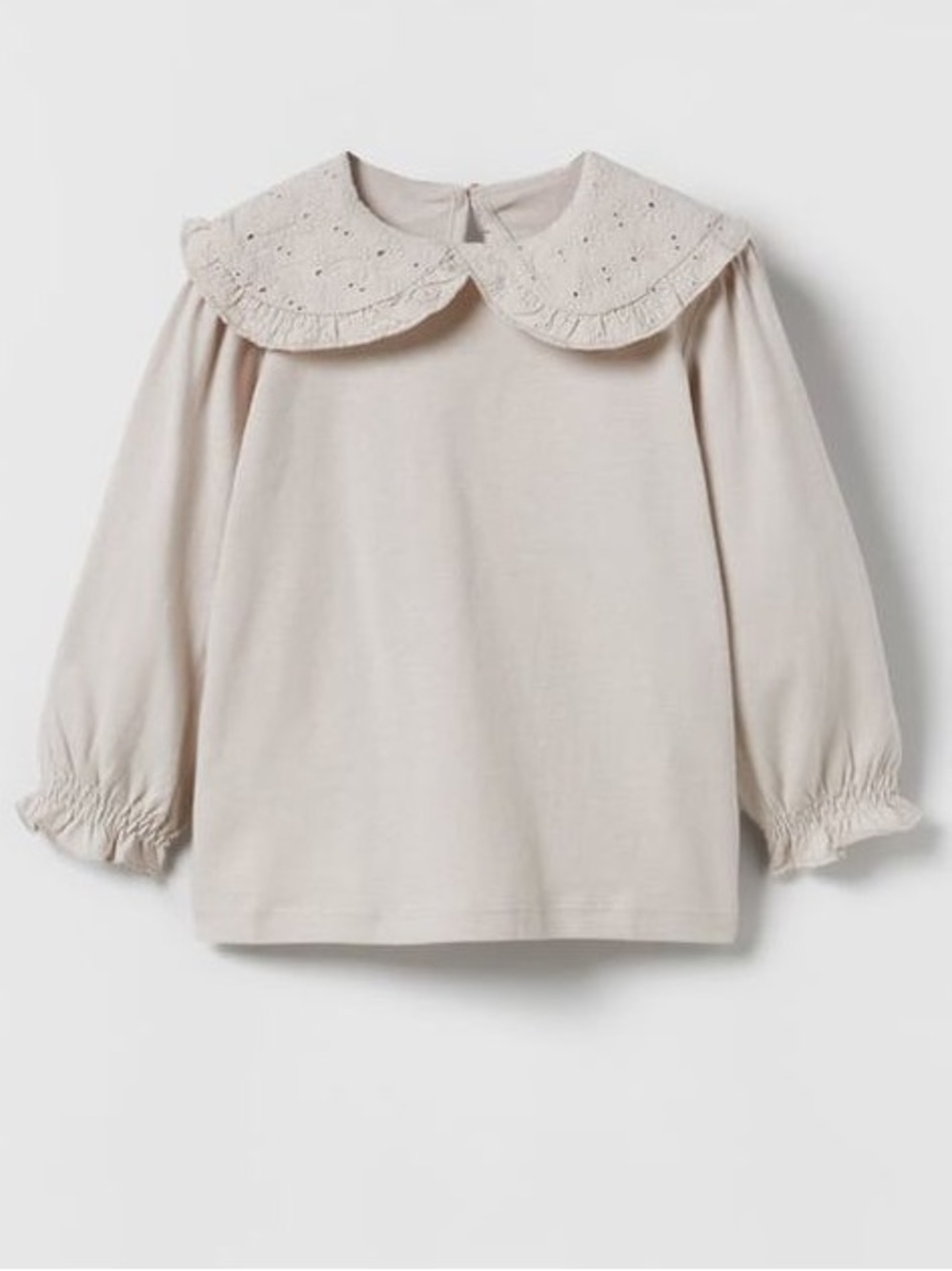 Zara Long-Sleeve Top Embroidered Peter Pan Collar